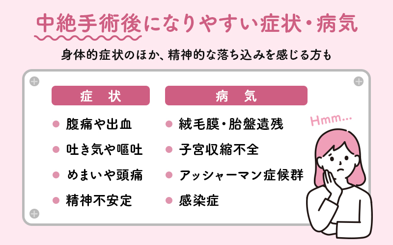 中絶手術後になりやすい病気・症状